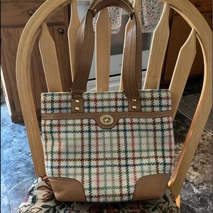 Coach leather wool shoulder purse